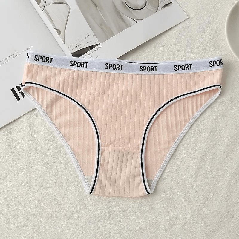Alt Tag: Women's low-rise cotton panties SF2173 with sporty waistband, solid blush color, breathable cotton-spandex blend.